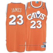 Maglia Cleveland Cavaliers LeBron James NO 23 Throwback Arancione