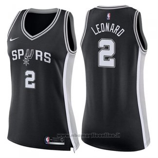 Maglia Donna San Antonio Spurs Kawhi Leonard NO 2 Icon 2017-18 Nero