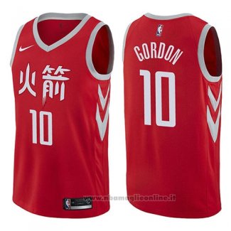 Maglia Houston Rockets Eric Gordon NO 10 Citta 2017-18 Rosso