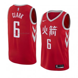 Maglia Houston Rockets Gary Clark NO 6 Citta 2018 Rosso