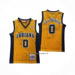 Maglia Indiana Pacers Tyrese Haliburton No 0 Mitchell & Ness 2020-21 Giallo
