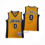 Maglia Indiana Pacers Tyrese Haliburton No 0 Mitchell & Ness 2020-21 Giallo