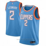 Maglia Los Angeles Clippers Kawhi Leonard NO 2 Citta 2019 Blu