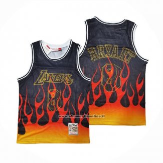 Maglia Los Angeles Lakers Kobe Bryant #8 Flames Nero