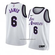 Maglia Los Angeles Lakers LeBron James #6 Citta 2022-23 Bianco