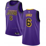 Maglia Los Angeles Lakers Lebron James NO 6 2019-20 Citta Viola