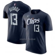 Maglia Manica Corta Los Angeles Clippers Paul George Citta 2023-24 Blu