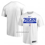 Maglia Manica Corta Philadelphia 76ers Practice Performance 2022-23 Bianco