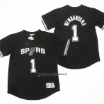 Maglia Manica Corta San Antonio Spurs Victor Wembanyama No 1 Nero