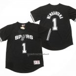 Maglia Manica Corta San Antonio Spurs Victor Wembanyama No 1 Nero