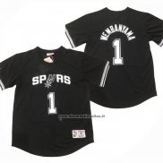 Maglia Manica Corta San Antonio Spurs Victor Wembanyama No 1 Nero