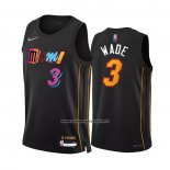 Maglia Miami Heat Dwyane Wade #3 Citta 2021-22 Nero