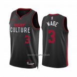 Maglia Miami Heat Dwyane Wade #3 Citta 2023-24 Nero