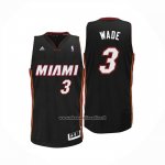 Maglia Miami Heat Dwyane Wade No 3 Away Nero