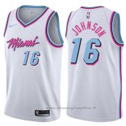 Maglia Miami Heat James Johnson NO 16 Citta 2017-18 Bianco
