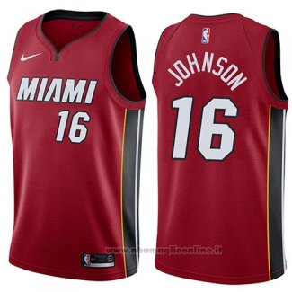 Maglia Miami Heat James Johnson NO 16 Statement 2017-18 Rosso