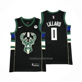 Maglia Milwaukee Bucks Damian Lillard #0 Statement 2018-19 Nero