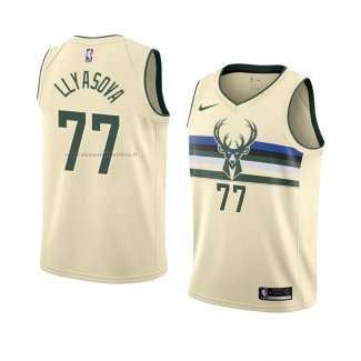 Maglia Milwaukee Bucks Ersan Llyasova NO 77 Citta 2018 Crema