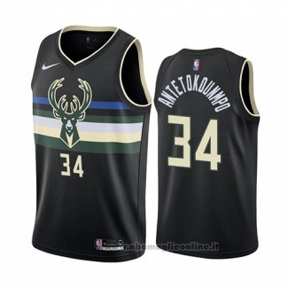 Maglia Milwaukee Bucks Giannis Antetokounmpo NO 34 Statement 2019-20 Nero