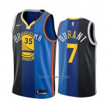 Maglia Nets Warriors Thunder Kevin Durant #30 7 Split Blu Nero