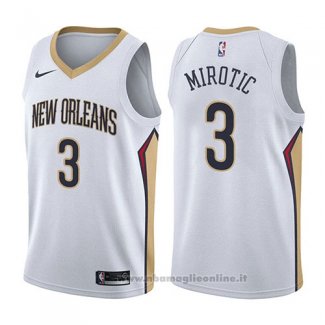 Maglia New Orleans Pelicans Nikola Mirotic NO 3 Association 2017-18 Bianco