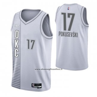 Maglia Oklahoma City Thunder Aleksej Pokusevski #17 Citta 2021-22 Bianco