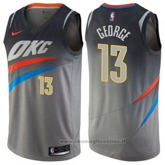 Maglia Oklahoma City Thunder Paul George NO 13 Citta 2017-18 Grigio