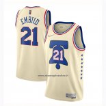 Maglia Philadelphia 76ers Joel Embiid #21 Earned 2020-21 Crema