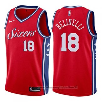 Maglia Philadelphia 76ers Marco Belinelli NO 18 Statement 2017-18 Rosso