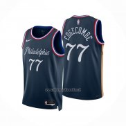 Maglia Philadelphia 76ers V.j. Edgecombe No 77 Citta 2025-26 Blu