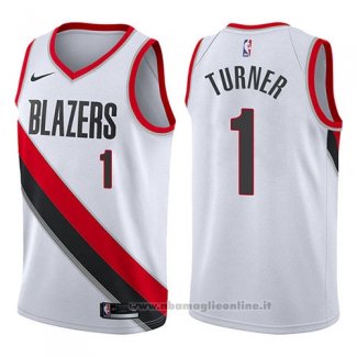 Maglia Portland Trail Blazers Evan Turner NO 1 Association 2017-18 Bianco