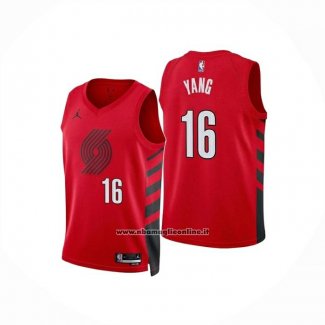 Maglia Portland Trail Blazers Hansen Yang No 16 Statement 2024-25 Rosso