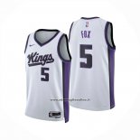 Maglia Sacramento Kings Deaaron Fox No 5 Association 2024-25 Bianco