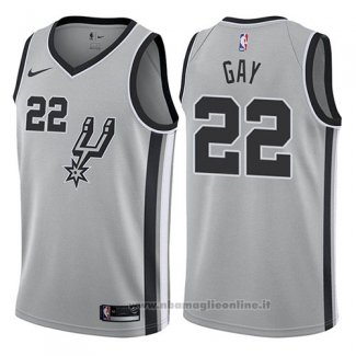 Maglia San Antonio Spurs Rudy Gay NO 22 Statement 2017-18 Grigio