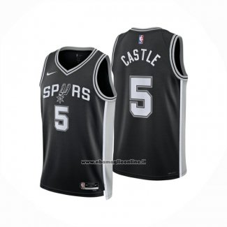 Maglia San Antonio Spurs Stephon Castle No 5 Icon 2024-25 Nero