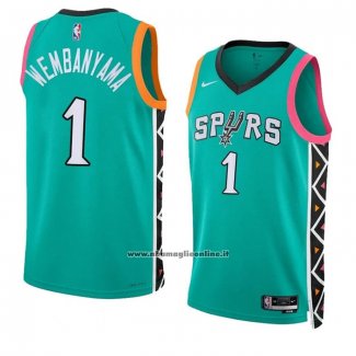 Maglia San Antonio Spurs Victor Wembanyama #1 Citta 2022-23 Verde