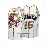 Maglia Toronto Raptors Vince Carter #15 Mitchell & Ness 1998-99 Bianco Oro
