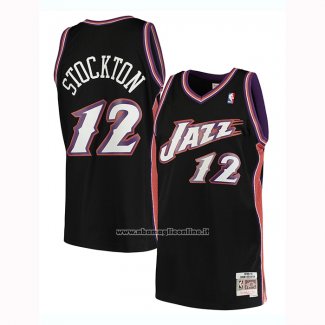 Maglia Utah Jazz John Stockton #12 Hardwood Classics 1998-99 Nero