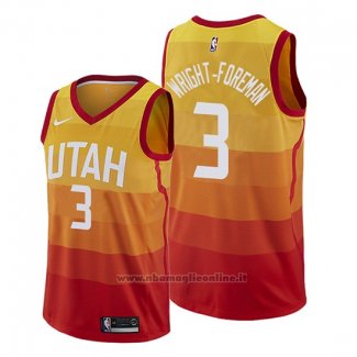 Maglia Utah Jazz Justin Wright Foreman NO 3 Citta 2019-20 Arancione