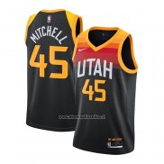 Maglia Utah Jazz Onovan Mitchell #45 Citta 2020-21 Nero