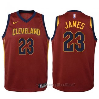 Maglia Bambino Cleveland Cavaliers LeBron James NO 23 2017-18 Rosso