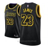 Maglia Bambino Los Angeles Lakers Lebron James NO 23 Citta 2017-18 Nero