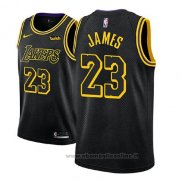 Maglia Bambino Los Angeles Lakers Lebron James NO 23 Citta 2017-18 Nero