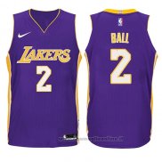 Maglia Bambino Los Angeles Lakers Lonzo Ball NO 2 Statement 2017-18 Viola