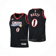 Maglia Bambino Philadelphia 76ers Tyrese Maxey No 0 Classia 2025-26 Nero