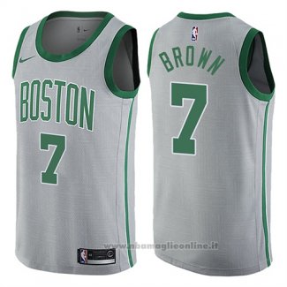 Maglia Boston Celtics Jaylen Brown NO 7 Citta Grigio