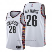 Maglia Brooklyn Nets Spencer Dinwiddie NO 26 Citta Edition Bianco