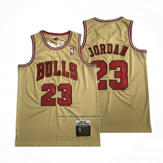 Maglia Chicago Bulls Michael Jordan No 23 Mitchell & Ness 1995-96 Oro