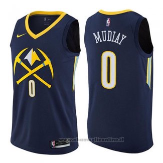 Maglia Denver Nuggets Emmanuel Mudiay NO 0 Citta 2017-18 Blu