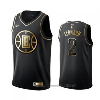 Maglia Golden Edition Los Angeles Clippers Kawhi Leonard NO 2 Nero